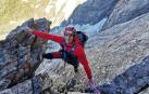 Ekaitz Maiz, escalador de Etxauri, en plena vía durante un ascenso.