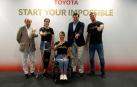 De izda. a dcha., Miguel Sagarra, Carolina Marín, Eva Moral, Alejandro Blanco y Niko Shera durante el acto de Toyota