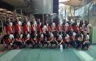 Los componentes de la Selección Nacional de Waterpolo en el Aeropuerto Internacional Adolfo Suárez-Madrid Barajas