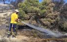 Bomberos realizando labores de extinción en el Vedado de Eguaras