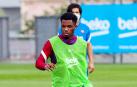 Ansu Fati, en el entrenamiento de este martes del Barcelona