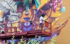 Un artista en pleno trab ajo en el festival Cantamañanas de un año anterior, en Huarte