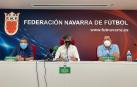 Tanto Arregui, en el centro, durante la rueda de prensa que ha ofrecido este viernes