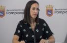 María Echávarri, concejala delegada de Servicios Generales en el Ayuntamiento de Pamplona, durante la rueda de prensa