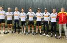 Erviti, Lluis Mas, Rodríguez, Adriá, Cortina, Aranburu, Izagirre, Serrano y el seleccionador Momparler