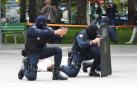 Imagen del simulacro de un incidente 'Amok' llevado a cabo este martes por la Policía Nacional en el Parque Antoniutti de Pamplona.
