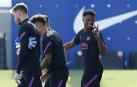 Entrenamiento del FC Barcelona previo al duelo de Champions ante el Benfica