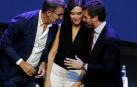 La presidenta de la Comunidad de Madrid, Isabel Díaz Ayuso (c), el presidente de la Xunta de Galicia, Álberto Núñez Feijoo (i), y el líder del Partido Popular, Pablo Casado