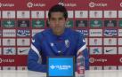 Un momento de la rueda de prensa del jugador del Granada, Luis Abram
