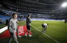 Los jugadores de Osasuna, a su llegada al Santiago Bernabéu