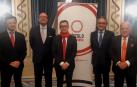 De izda. a dcha.: Íñigo Sobrini, patrono fundación DN: Joaquin Villanueva, presidente Círculo Navarra; Dr. Juan Miguel Gil Jaurena; Dr. Oscar Beloqui y Juan Antonio Sagardoy