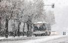 Nieve sobre Pamplona este domingo.