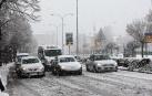Nieve sobre Pamplona este domingo.