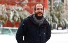 Jesús Pérez Artuch, ayer, en la Plaza del Castillo de Pamplona