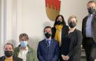 El consejero Irujo, Uxue Itoiz y Sergio Pérez, con la delegación finlandesa: Harri Airakksinen (CEO de Business Tampere); Heini Wallander (responsable propuesta EDIH en Business Tampere) y Harri Nieminen (VTT Finland, Centro tecnológico de Finlandia)