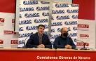 Juan Fernández, secretario general de AUGC, y Miguel Gutiérrez Ros, representante de la Asociación en Navarra, este miércoles en la rueda de prensa