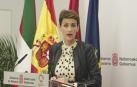 La presidenta del Gobierno foral, María Chivite, en una comparecencia ante los medios este viernes en el Palacio de Navarra