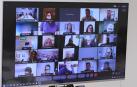 Plano de la reunión telemática de la Presidenta y los consejeros con los alcaldes afectados.