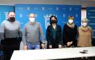 De izda. a dcha.: Francisco Santos Escribano, Manuel Santos Burgaleta, Merche Anón, Mª Rosario Abascal y Beatriz Pérez, en la presentación este lunes de la campaña ‘Miradas de nuestra gente, láminas de nuestra historia’