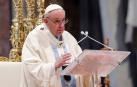 El papa Francisco, durante la primera misa del año