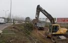 Imagen de los trabajos que se están desarrollando en el tramo de Tudela, frente a Eroski