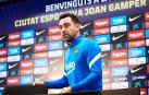 El míster del Barça, Xavi Hernández, antes de la rueda de prensa de este viernes 7 de enero