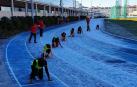 Imagen de la pista de Larrabide en una prueba de niñas de los Juegos Deportivos, el pasado sábado