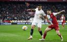 Imagen de un momento del partido entre el Sevilla y el Celta de este sábado