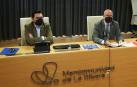 El director general, Jesús María Rodríguez, y el consejero Bernardo Ciriza, durante la rueda de prensa de este martes