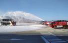 Un momento del simulacro en el Aeropuerto de Pamplona