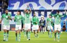 Los jugadores del Betis celebran uno de los tantos en el campo del Zenit