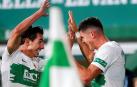 Pere Milla y Guido Carrillo celebran el tanto dle empate, obra del segundo