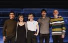 Juan Mayorga, Elena González, Vicky Luengo, Elías González y Alfredo Sanzol, durante un ensayo de 'El Golem'