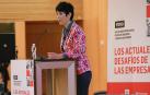 La consejera de Economía y Hacienda del Gobierno foral, Elma Saiz, durante el desayuno empresarial 'Los actuales desafíos de las empresas'