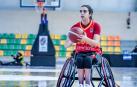 Beatriz Zudaire durante un entrenamiento con la selección española en el Campeonato de Europa de Madrid 2021, donde consiguió el bronce