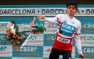 El ciclista colombiano Sergio Higuita (BORA-Transgohe), celebra su triunfo como líder de la Volta a Catalunya