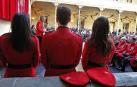 Tres agentes, durante el acto con motivo del Día de la Policía Foral en febrero de 2019