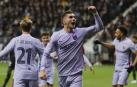 Ferrán Torres celebra el gol ante el Eintracht