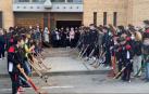 Homenaje de los miembros del Tudela Hockey Club a Daniel Giménez Hernández, fallecido en accidente de tráfico. Daniel jugaba con los veteranos y ejercía como entrenador en categorías inferiores