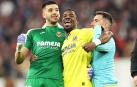 Geronimo Rulli, Serge Aurier, Paco Alcacer celebran la clasificación para semifinales de la Champions tras eliminar al Bayern