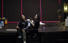 Cristina Tomás y Ane Sagüés, ayer en la Escuela Navarra de Teatro