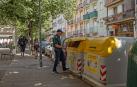 Contenedores en la plaza Espoz y Mina, situada en el barrio de San Miguel de Estella