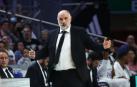 Pablo Laso, durante el primer encuentro de cuartos de final de la Liga Endesa ante el Baxi Manresa