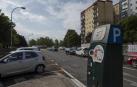 Un parquímetro en una calle de Pamplona