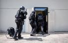 Simulacro de intervención en las instalaciones de la Policía Foral en Sangüesa