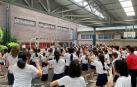 Imagen de los alumnos del colegio Santísimo Sacramento de Pamplona, en una de las actividades que englobaba la campaña