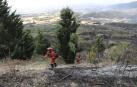 Fotos de los incendios en Navarra este lunes. Los bomberos trabajan en la extinción del incendio de la sierra del Perdón.