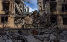 Un edificio residencial, devastado por los bombardeos rusos