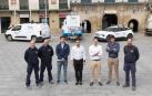 De izquierda a derecha: Ignacio Saéz, Benito Ruiz y Xabi Serrano (trabajadores del servicio); Fernando Nebrera (técnico del Ayuntamiento); Zeus Pérez (concejal de Urbanismo); Alejandro Toquero (alcalde de Tudela); David Sola (gerente de Ríos Renovables); y Daniel Enrique (operario)