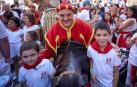 La Comparsa de Gigantes y Cabezudos, en las calles de Pamplona el 8 de julio 2022.